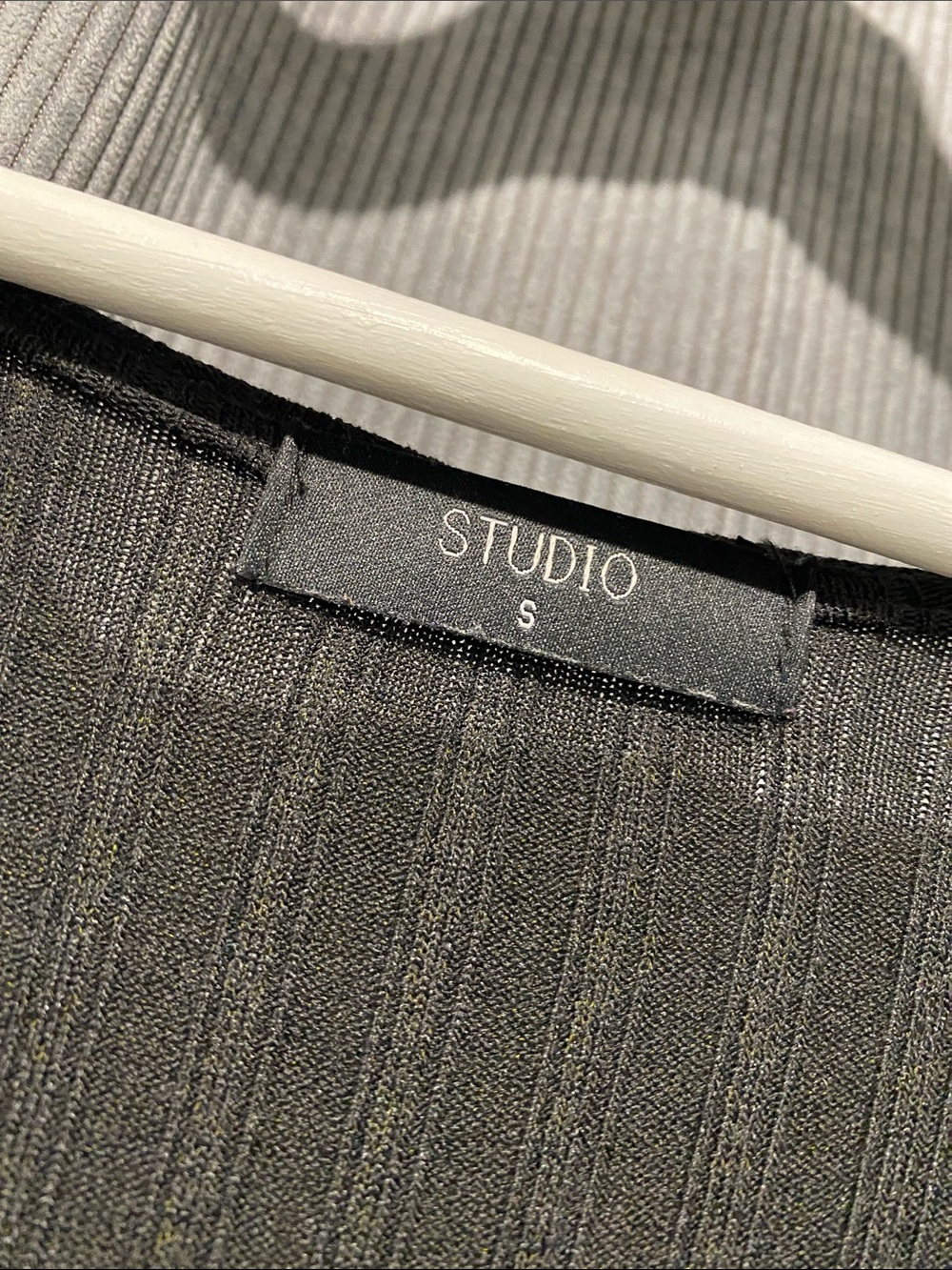 Studio Long Sleeve Ribbed Black Cardigan - Picture 4 of 5